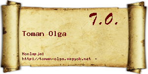Toman Olga névjegykártya
